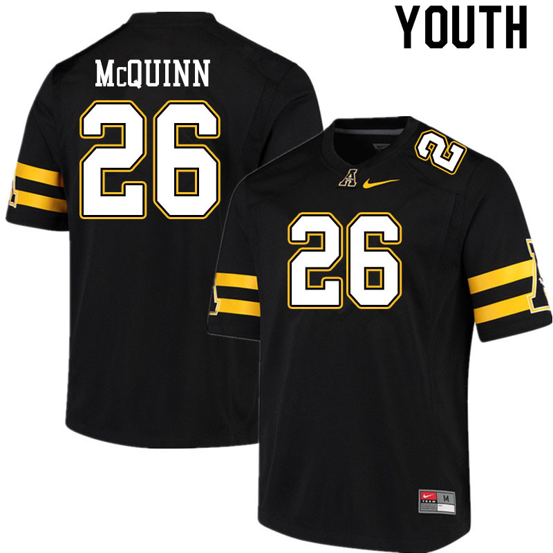 Youth #26 Matthew McQuinn Appalachian State Mountaineers College Football Jerseys Sale-Black - Click Image to Close